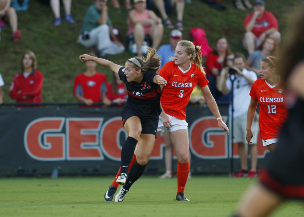Georgia forward Kelsey Killean (22) during the Bulldogs' game against Clemson at Turner Soccer Complex in Athens, Ga., on Sunday, Sept. 3, 2017. (Photo by Steffenie Burns)
