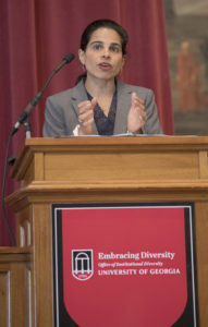 Usha Rodrigues of the School of Law told participants, “Our challenge is to appreciate, to celebrate, to embrace this diversity and to make out of it one community."