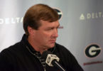 Georgia head coach Kirby Smart talks with the media at Butts-Mehre Heritage Hall on Monday. (Steven Colquitt/UGA)