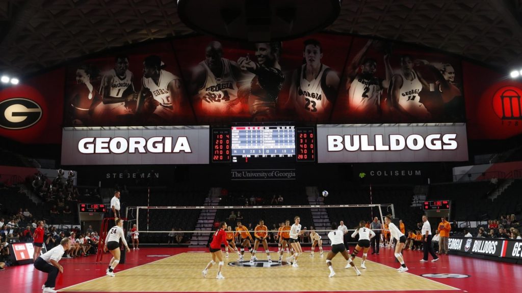 The UGA volleyball team was the first to use the newly renovated Stegeman Coliseum.