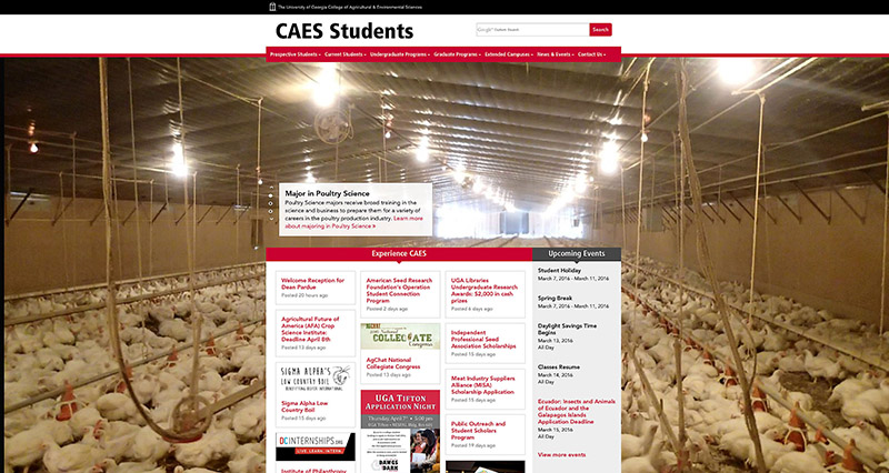 CAES student homepage updated