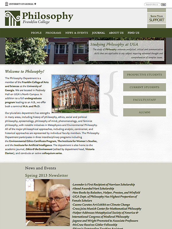 Philosophy department website updated