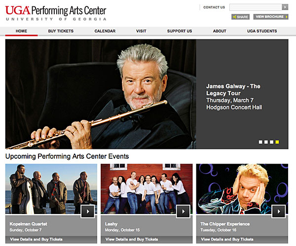 Performing Arts Center website wins award