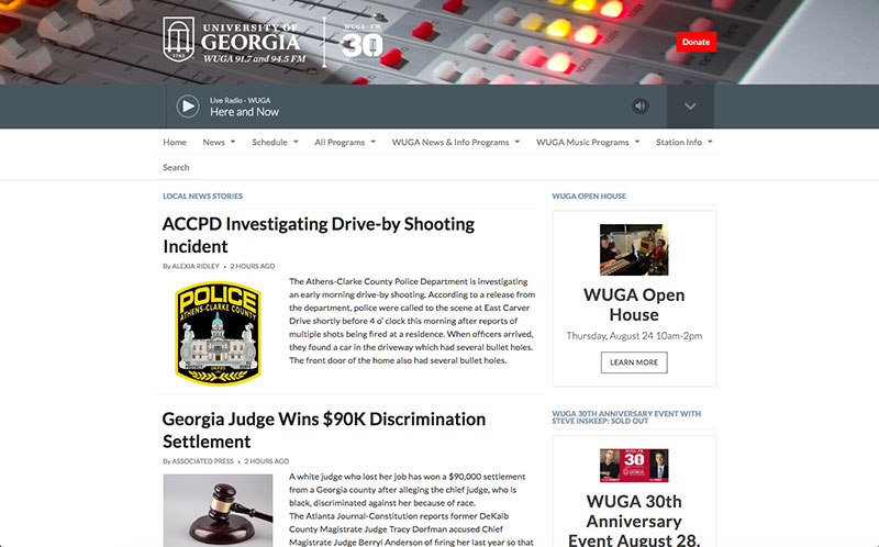 WUGA-FM site begins using NPR platform