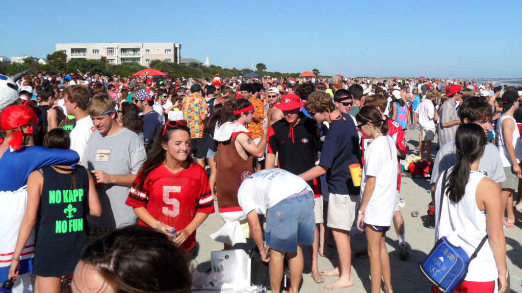 Georgia-Florida Football Weekend Community Beach Sweep - people on beach - 2012-h.group