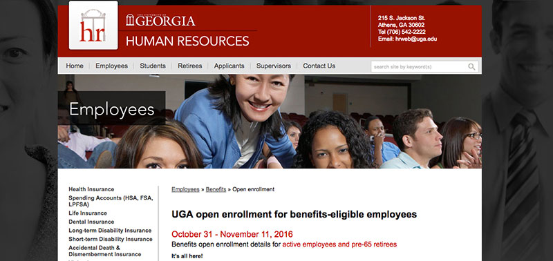 Benefits enrollment info on HR website