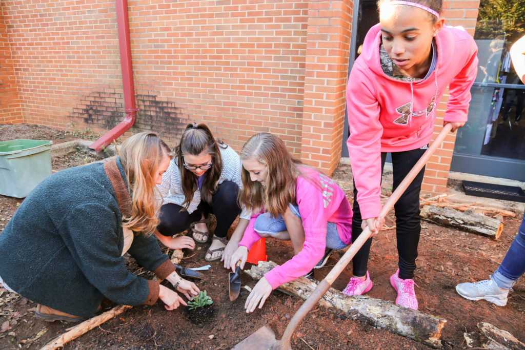Students plant a garden