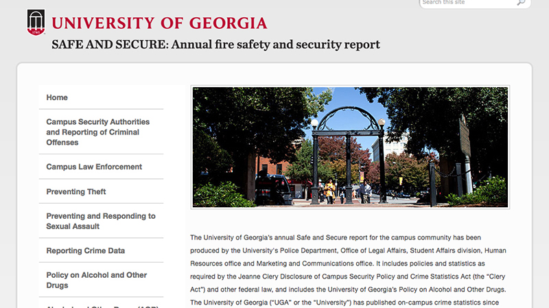 University’s annual security report online