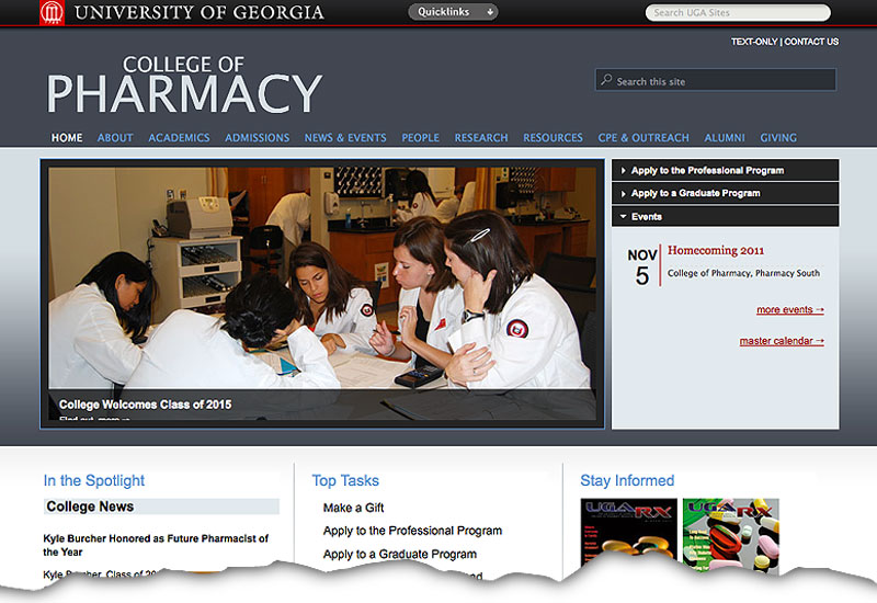 College of Pharmacy updates website