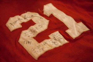 The number on Frank Sinkwich’s jersey is now in the Hargrett Library on the UGA campus. (Courtesy of Hargrett Rare Book and Manuscript Library/University of Georgia Libraries)
