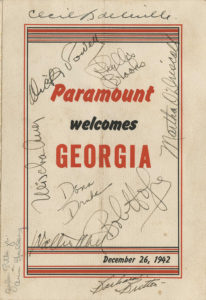 One of the highlights of the team’s trip to California was a visit to Paramount Studios and a chance to meet with some Hollywood stars. (Courtesy of Hargrett Rare Book and Manuscript Library/University of Georgia Libraries)