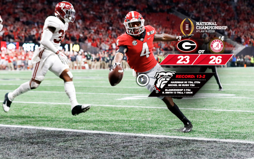 Georgia falls in OT to Alabama in championship