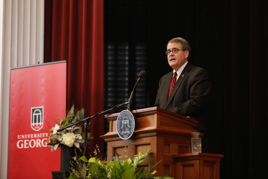 UGA President Jere W. Morehead delivered the 2018 State of the University address Wednesday in the Chapel. (Photo by Peter Frey/UGA)