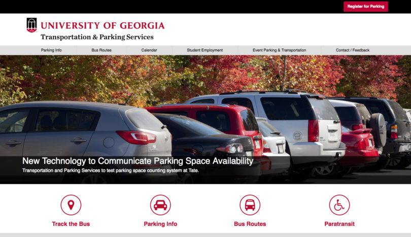 Parking and transit info on new website - UGA Today