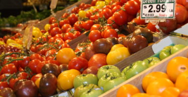 A display of vegetables at a market