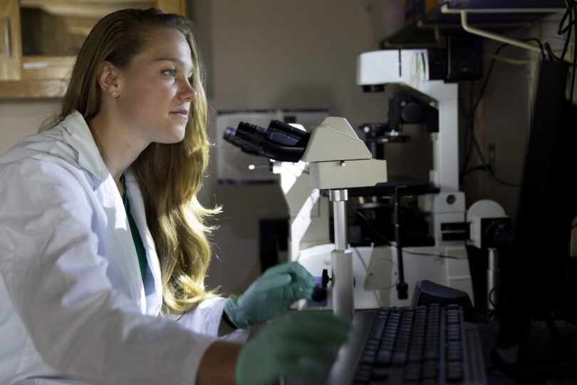 Photo of Samantha Spellicy in the lab.