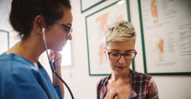 Photo of doctor and patient.