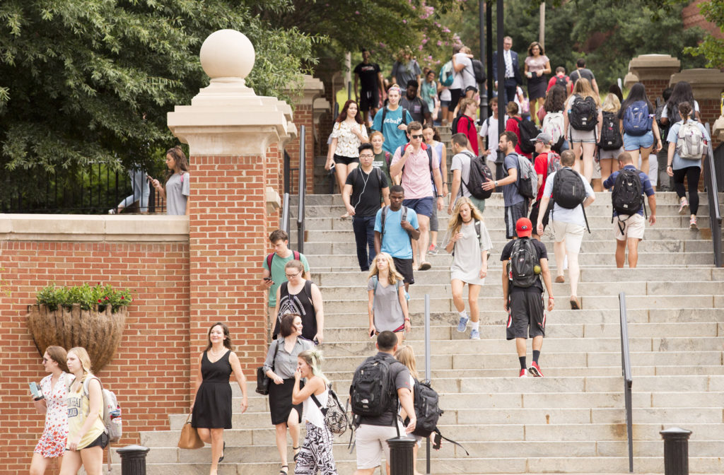 Photo of students going to class