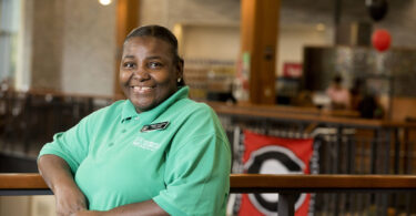 Sandra Patterson in dining hall