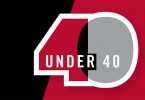 Red and black 40 under 40 logo