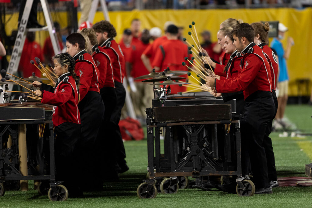 The Redcoat Marching Band performs at a UGA football game.