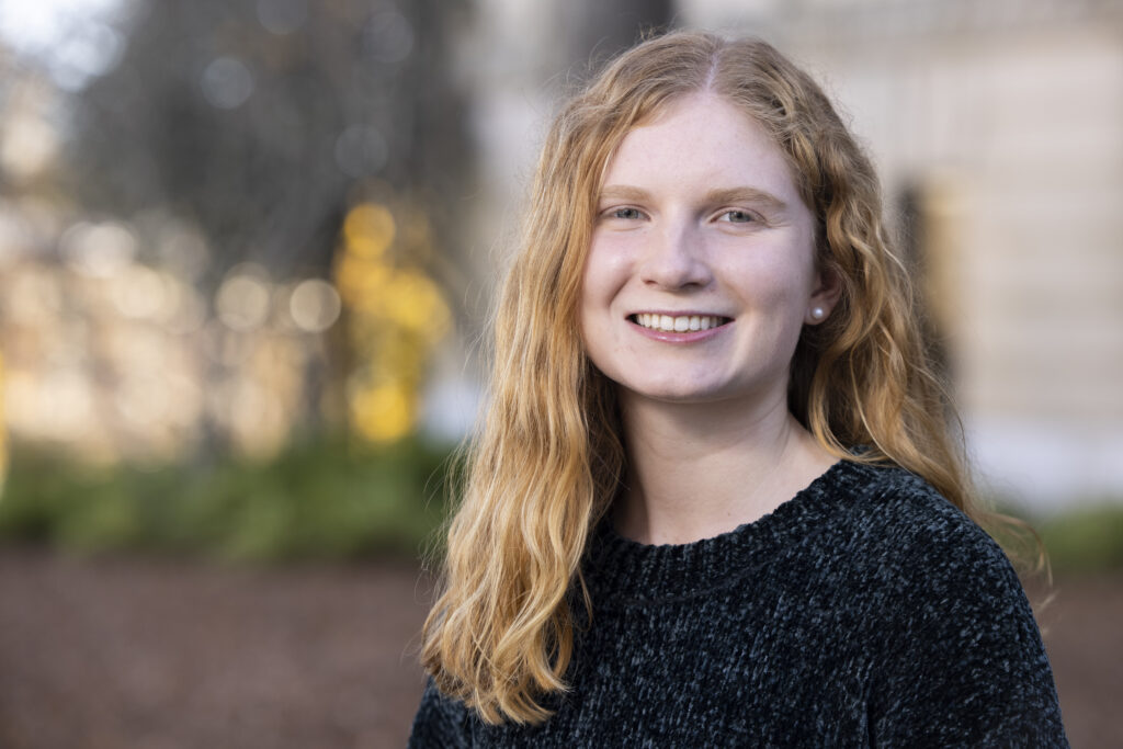 An environmental portrait of a female college student