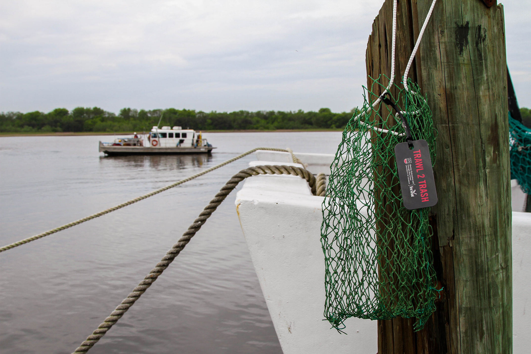 Recycled shrimp nets used to remove marine debris
