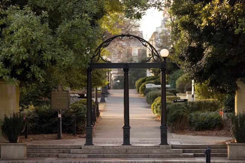 UGA's Arch highlighted by early morning sunlight. (Photo by Andrew Davis Tucker/UGA)