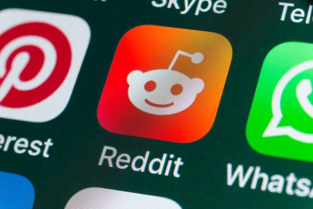 A screenshot of social media apps on a phone highlighting Reddit.