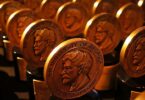 Close-up of Peabody Awards medals