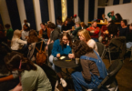 Students compete at humanities trivia in the Ciné Lab during the second UGA Humanities Festival on March 18, 2024 (Photo by Jason Thrasher)