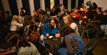 Students compete at humanities trivia in the Ciné Lab during the second UGA Humanities Festival on March 18, 2024 (Photo by Jason Thrasher)