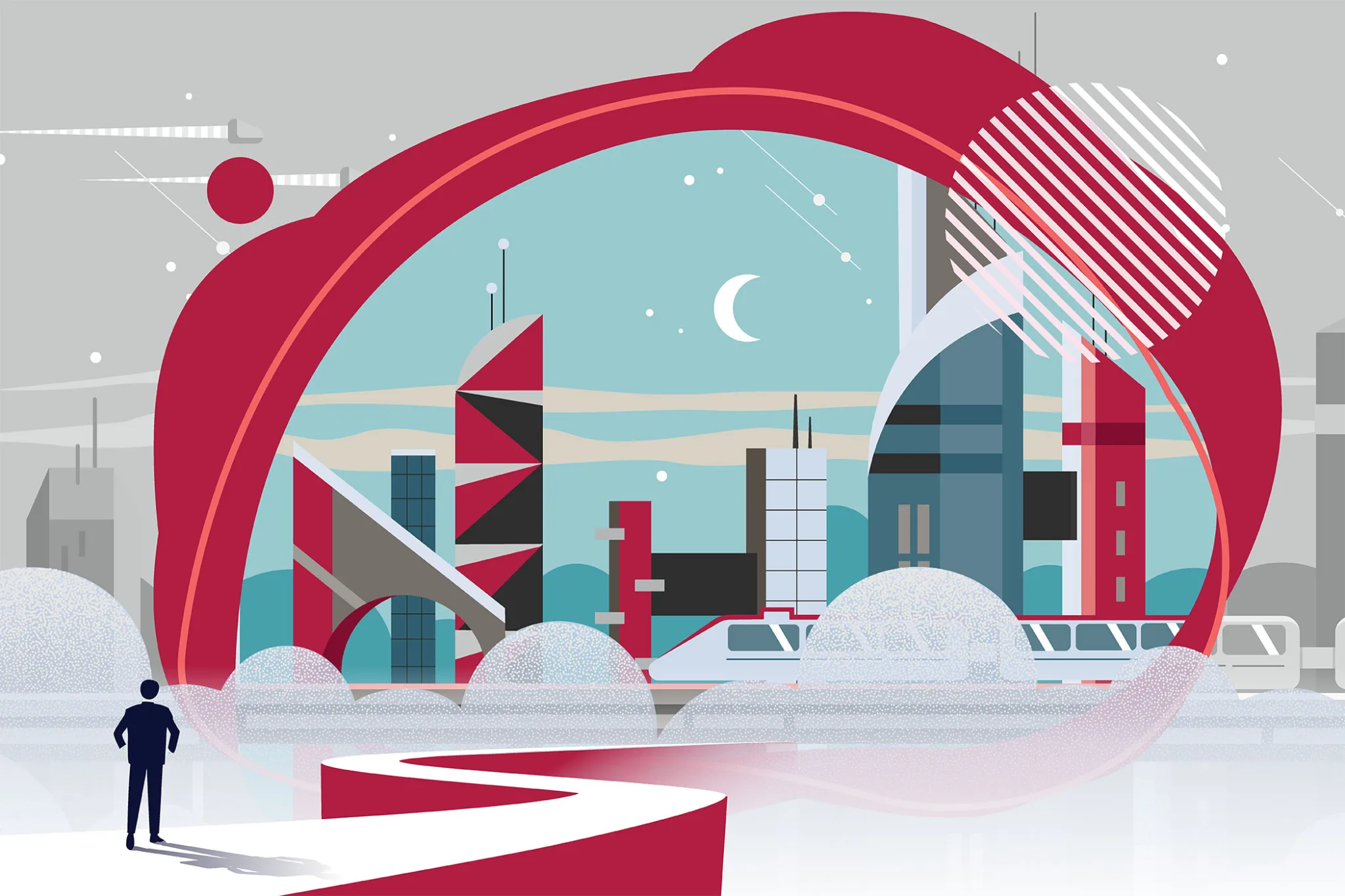 Graphic illustration of a future world