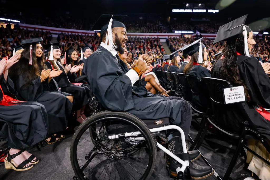 Graduate Devon Gales is recognized during fall undergraduate Commencement.