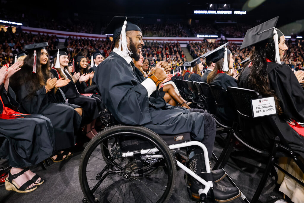 Graduate Devon Gales is recognized during fall undergraduate Commencement.
