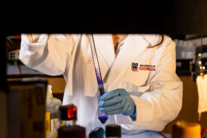 Detail of a pipette and test tube in UGA's Complex Carbohydrate Research Center laboratory.