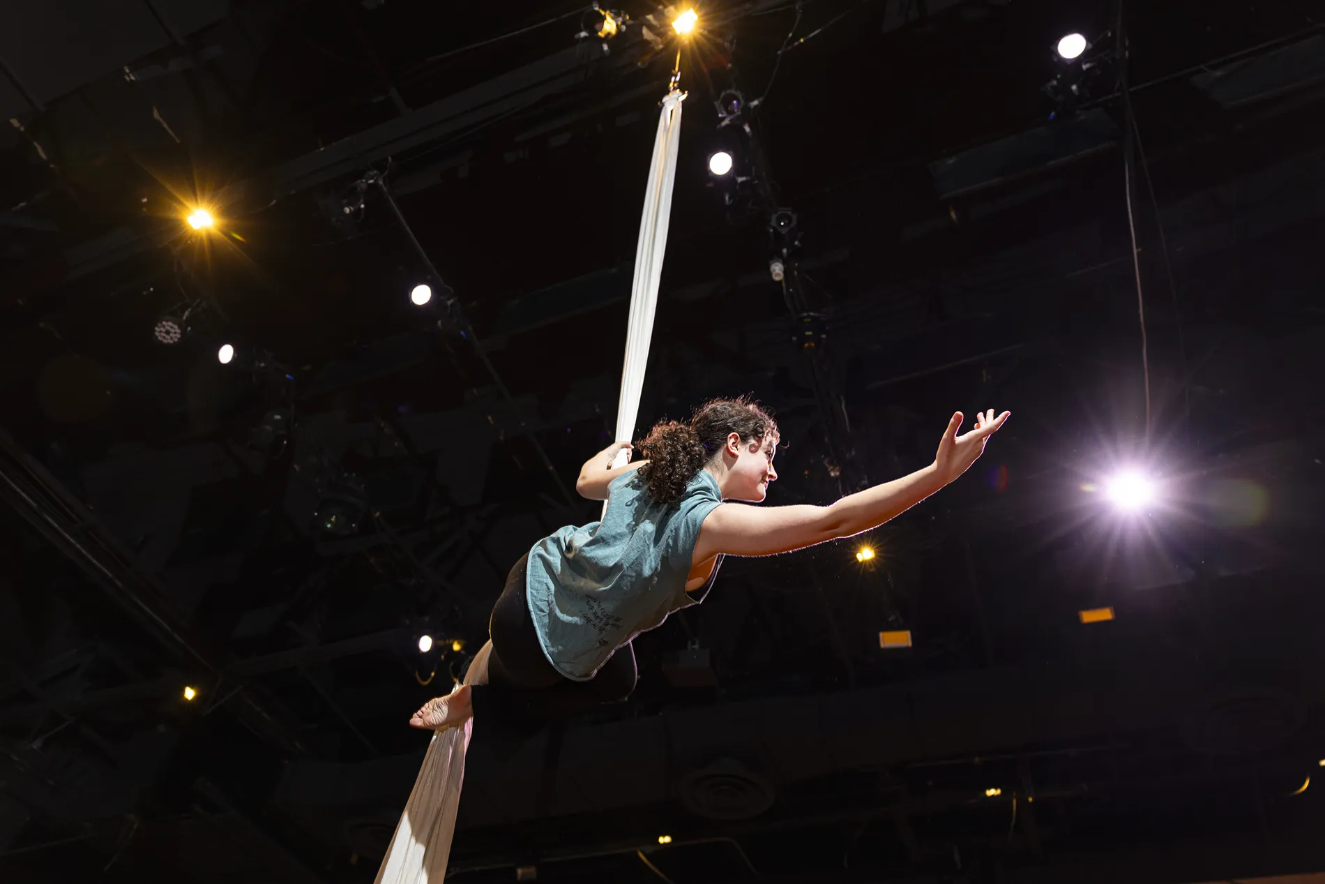 A dance student performing an aerial maneuver.