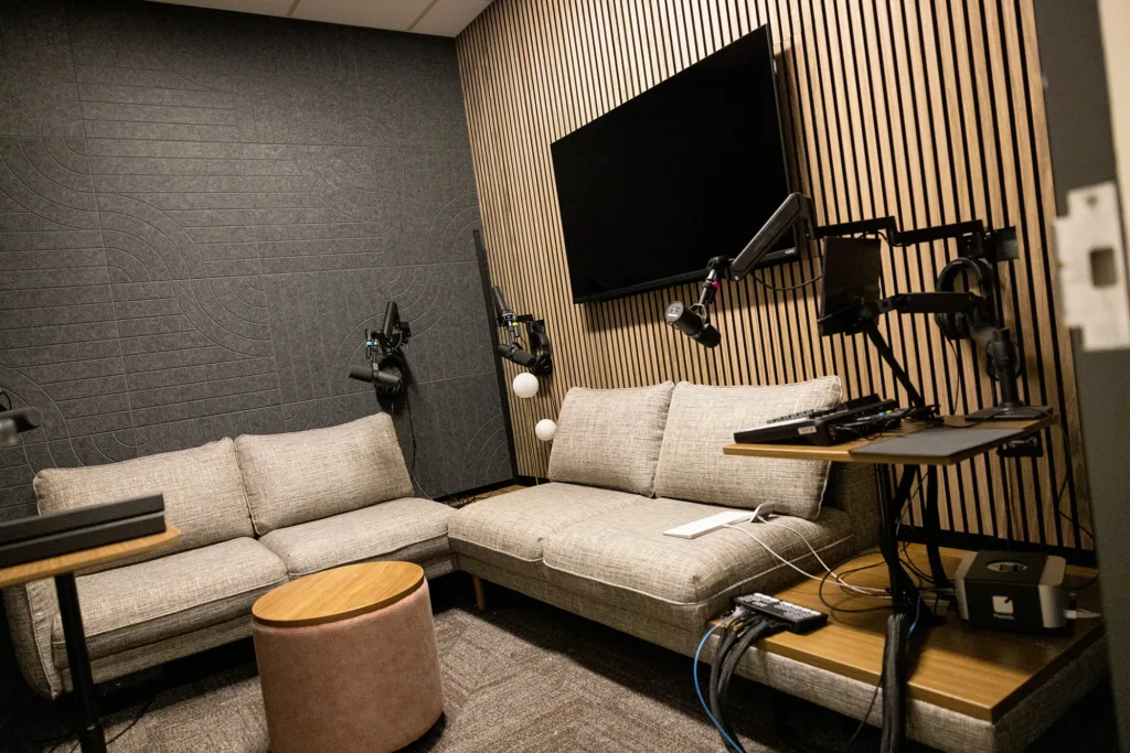 Interior of a podcast studio