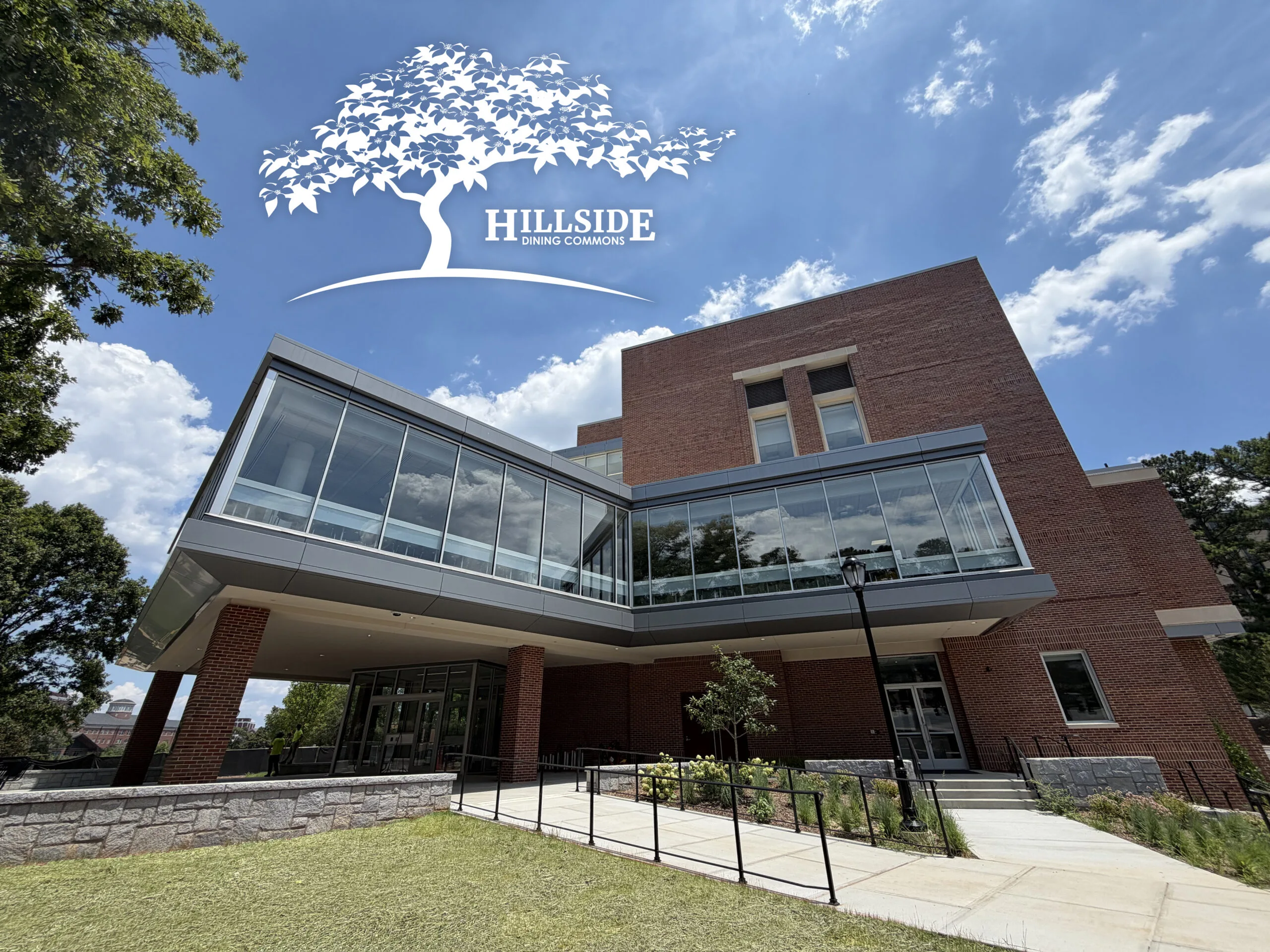 Exterior shot of the Dining, Learning, and Well-being Center
