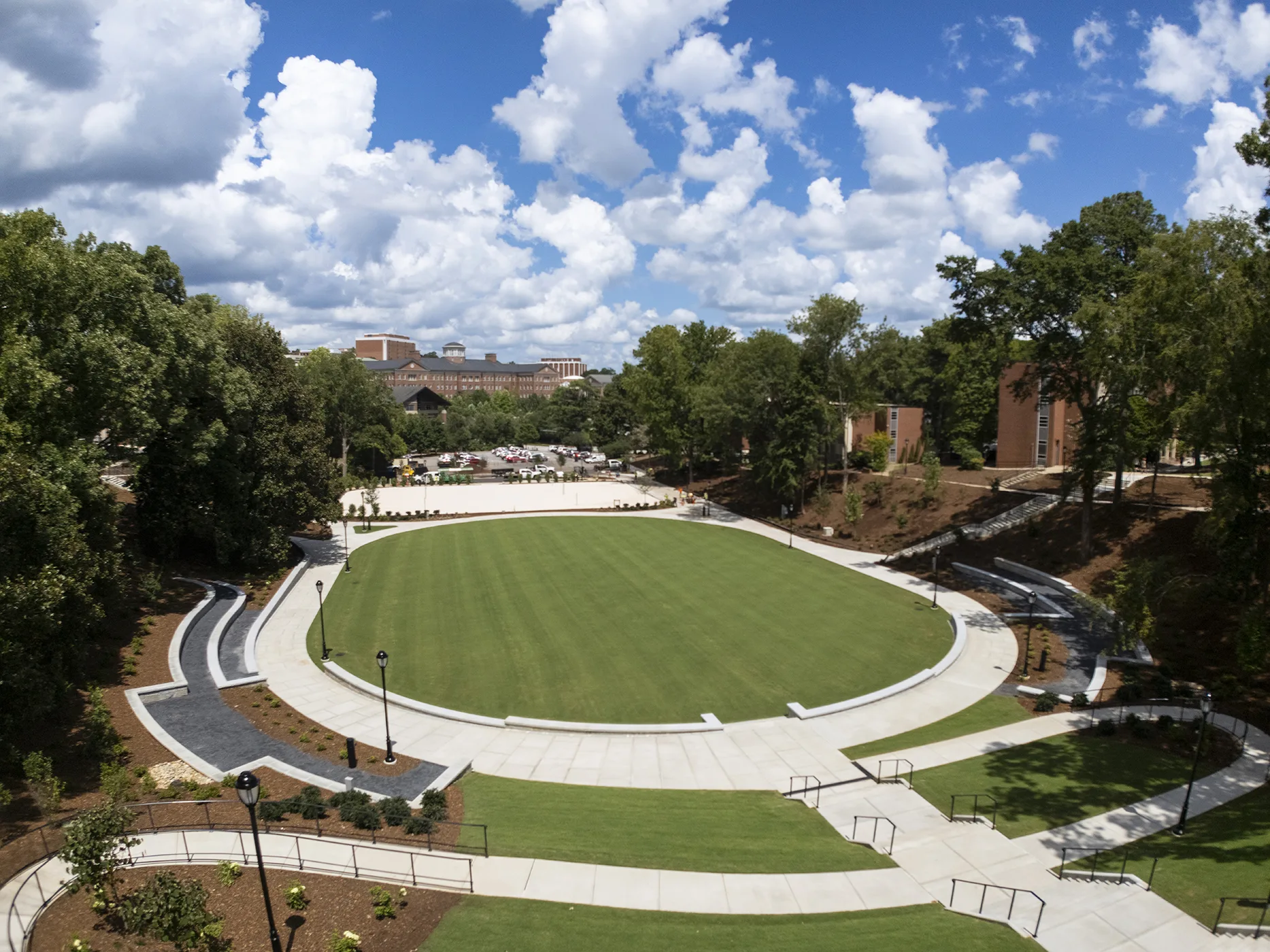Aerial view of renovations to Legion Field.